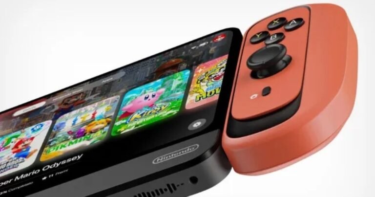 Close-up of the new magnetic Joy-Con attachment mechanism for the Nintendo Switch 2