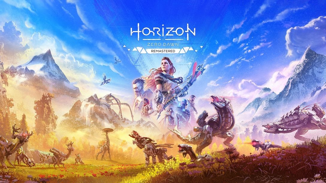 Screenshot of Horizon Zero Dawn Remastered featuring Aloy exploring a lush post-apocalyptic world on PS5.